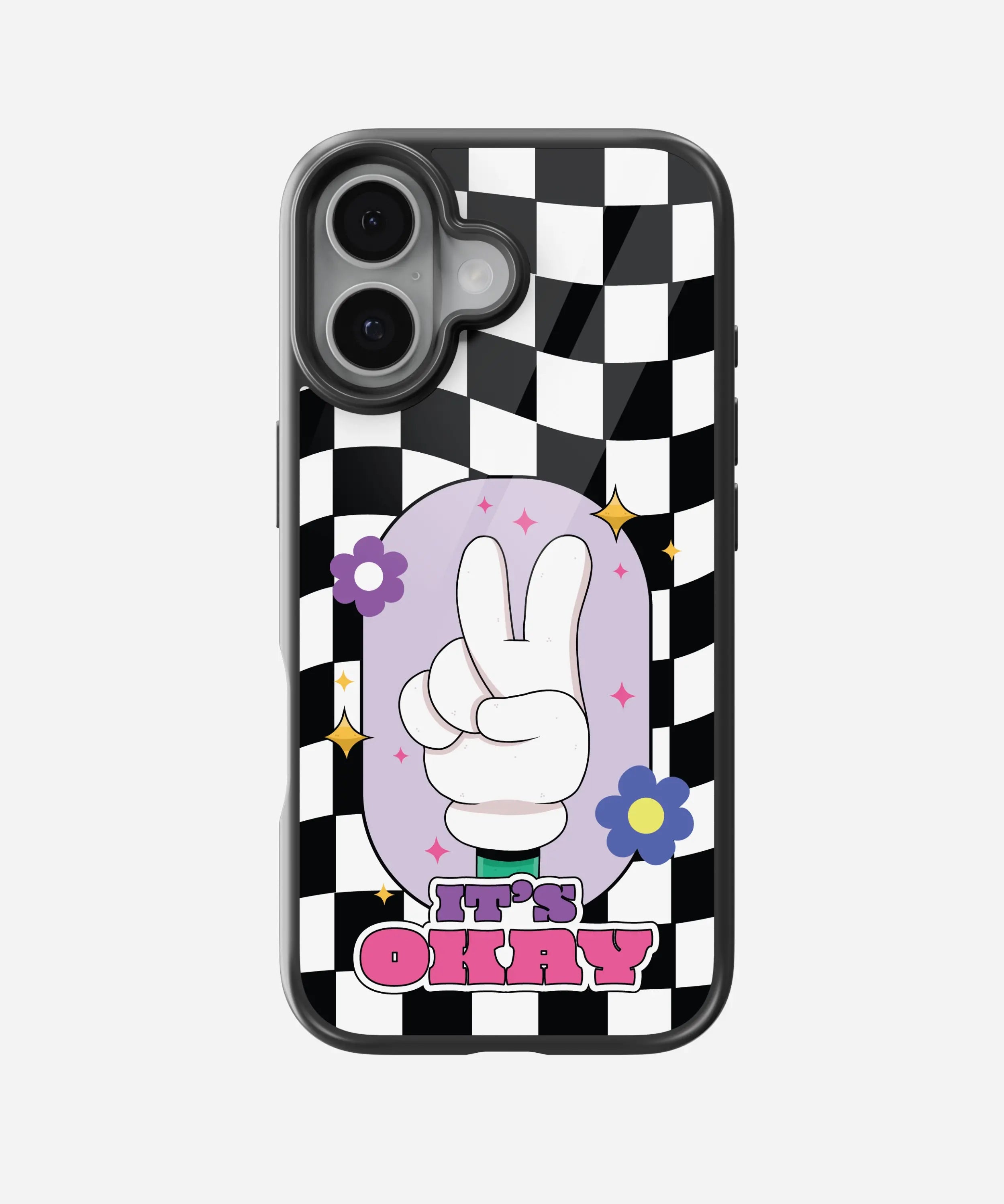 It's Okay Checkered Glass Case