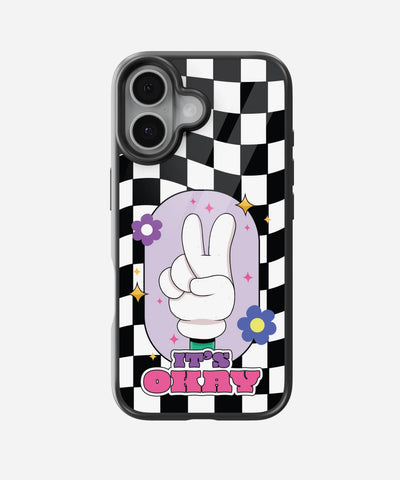 It's Okay Checkered Glass Case