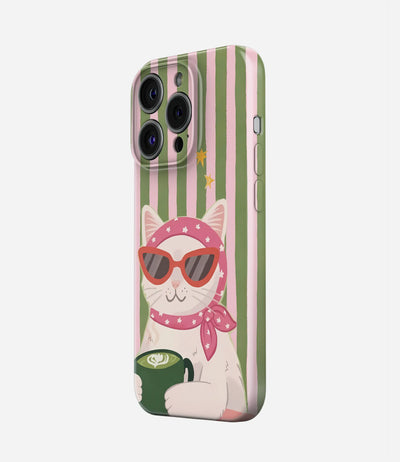 Matcha Cat Cafe Glossy Hard Case