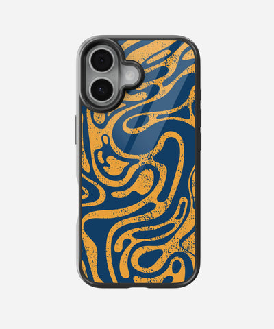 Abstract Yellow Fluid Pattern Glass Case