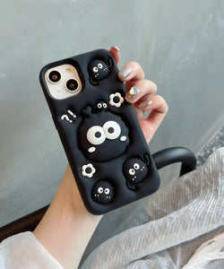 Cute Black Fuzzy Creature Soft Silicone Phone Case