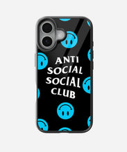 Load image into Gallery viewer, Blue Anti Social Smiley Glass Case
