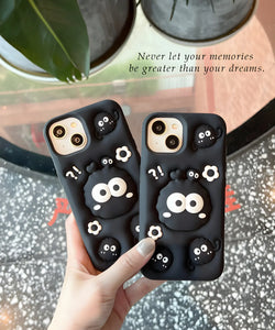 Cute Black Fuzzy Creature Soft Silicone Phone Case