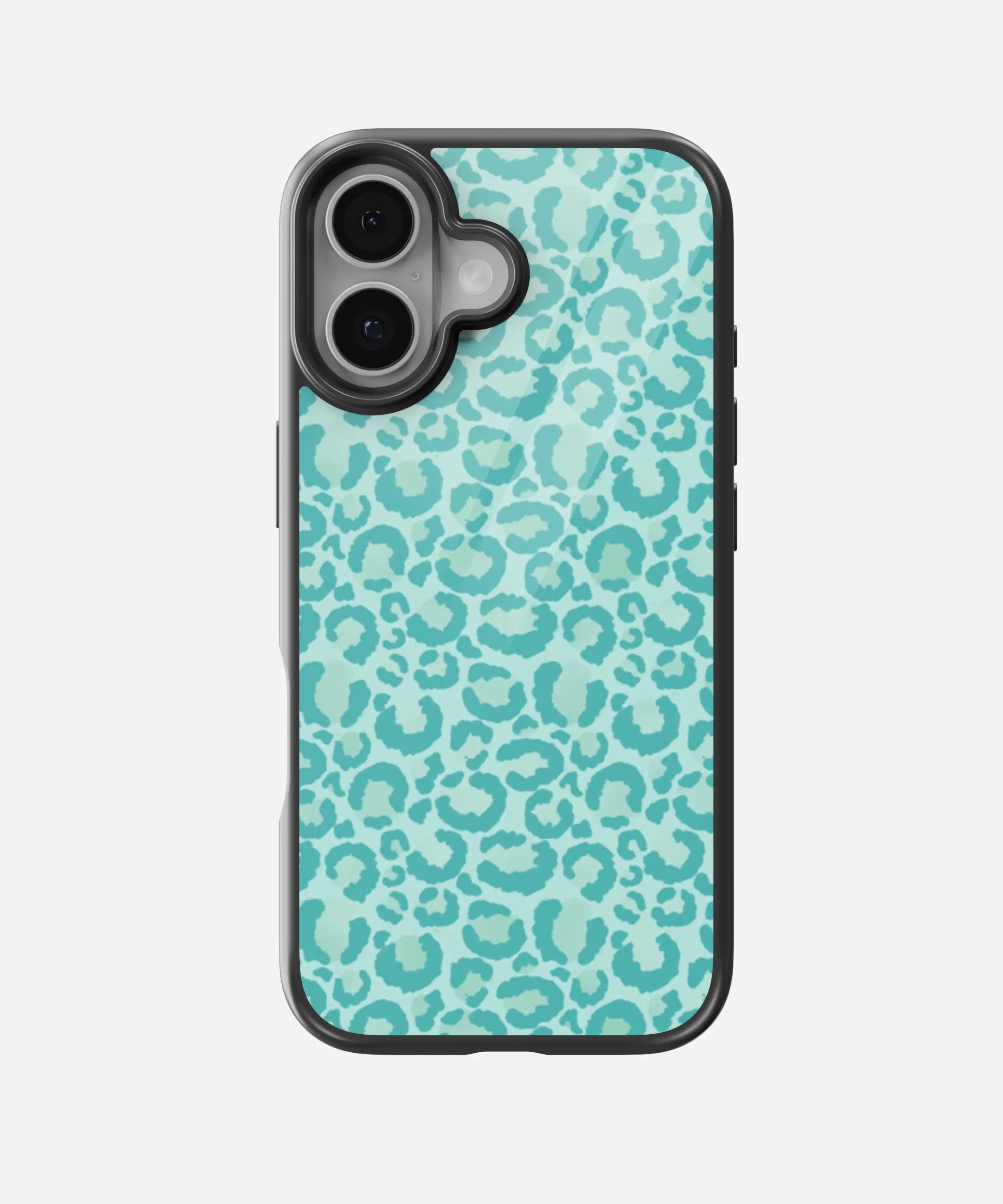 Aqua Leopard Print Glass Case
