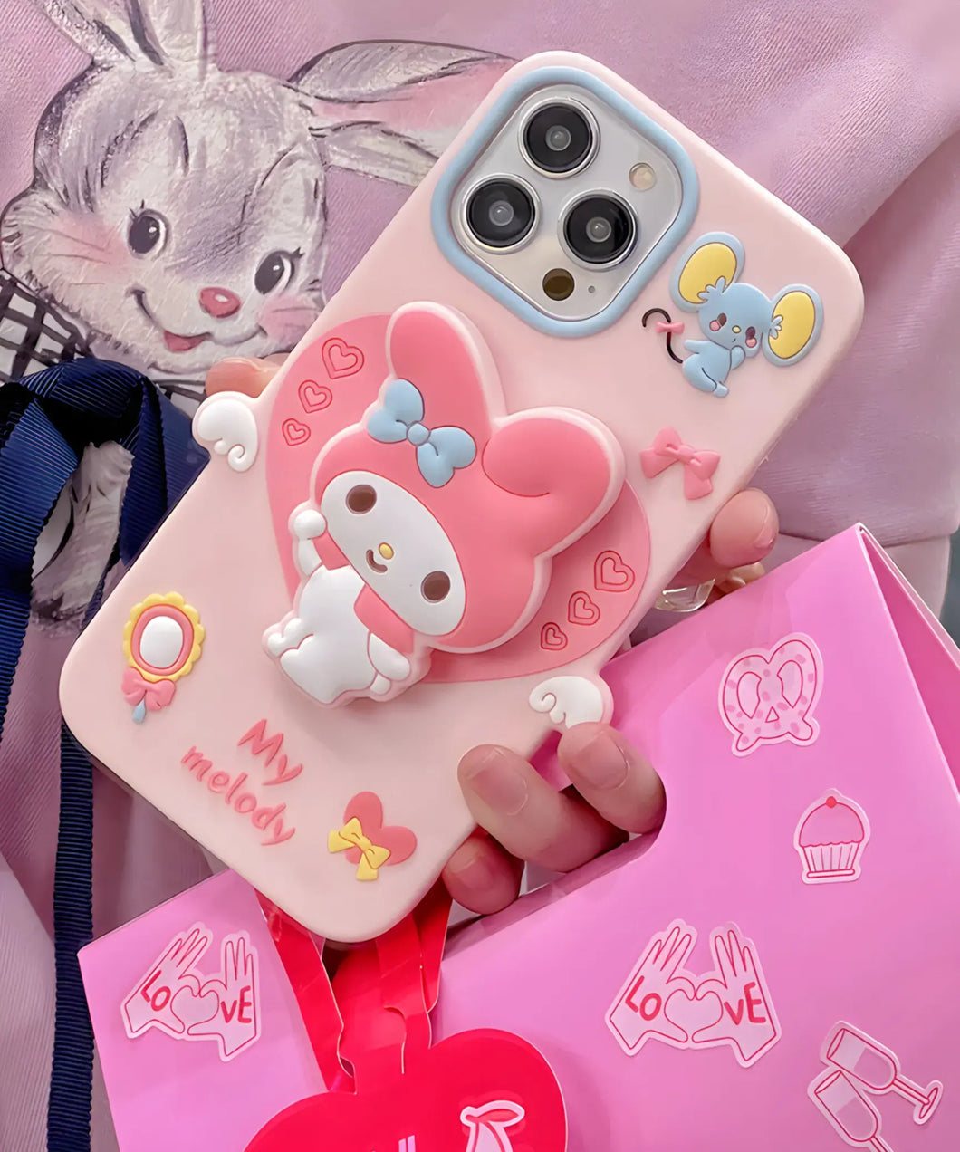 Adorable Pink Bunny Soft Silicone Phone Case