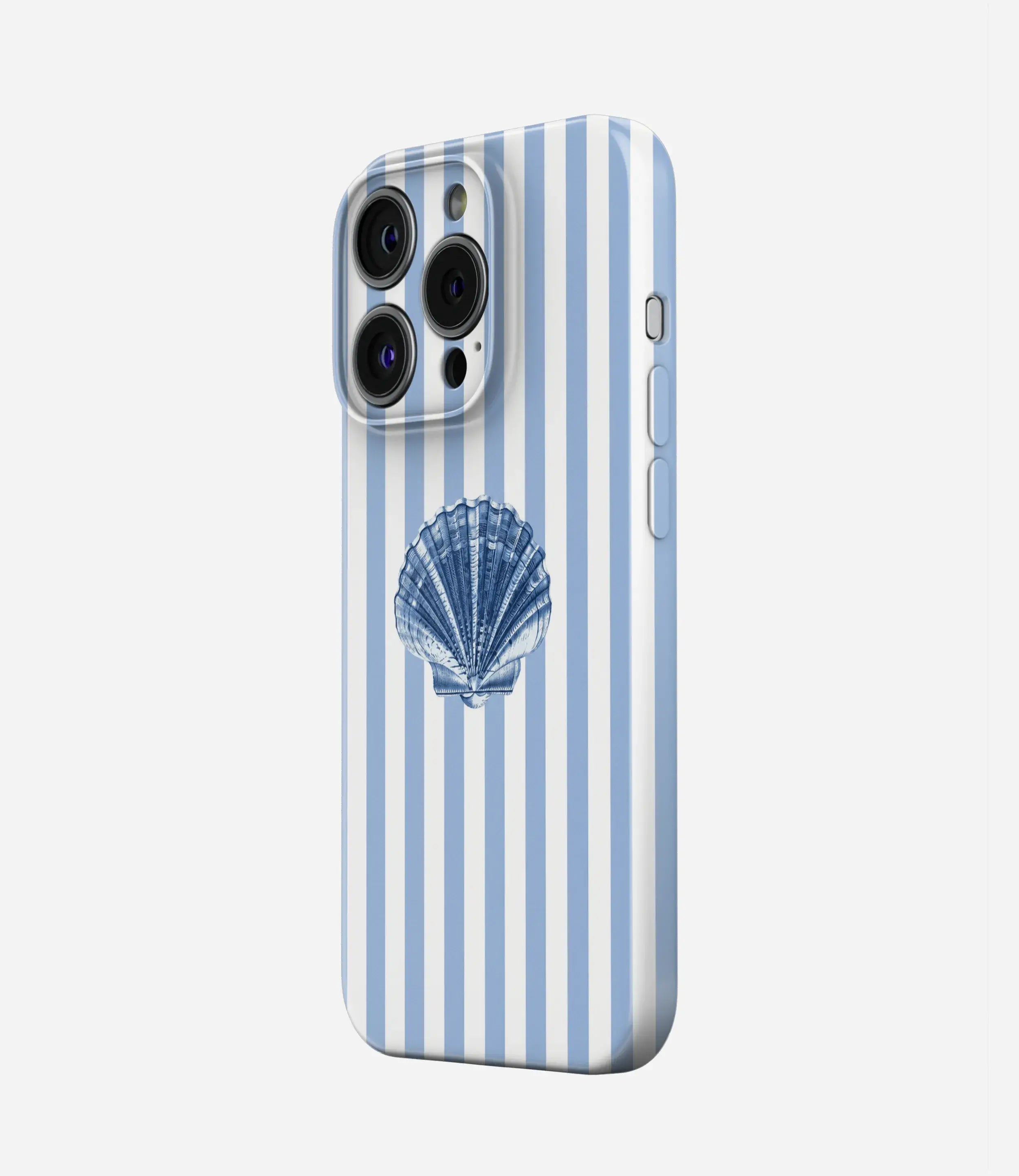 Blue Seashell Stripe Glossy Hard Case