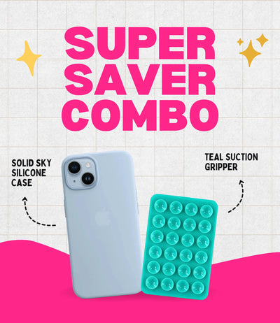Solid Sky Soft Silicone iPhone Case + Soft Suction Grip Combo