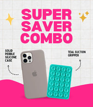 Load image into Gallery viewer, Solid Pebble Soft Silicone iPhone Case + Soft Suction Grip Combo
