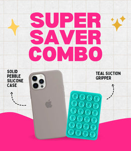 Solid Pebble Soft Silicone iPhone Case + Soft Suction Grip Combo