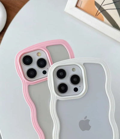 White Wavy Clear Soft iPhone Case