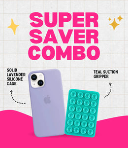 Solid Lavender Soft Silicone iPhone Case + Soft Suction Grip Combo
