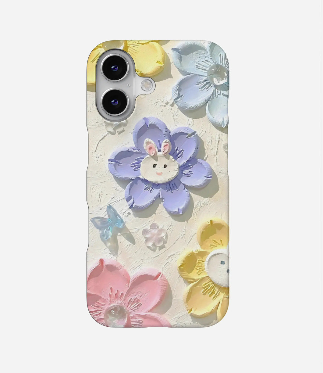 Bunny Face Floral Hard Phone Case