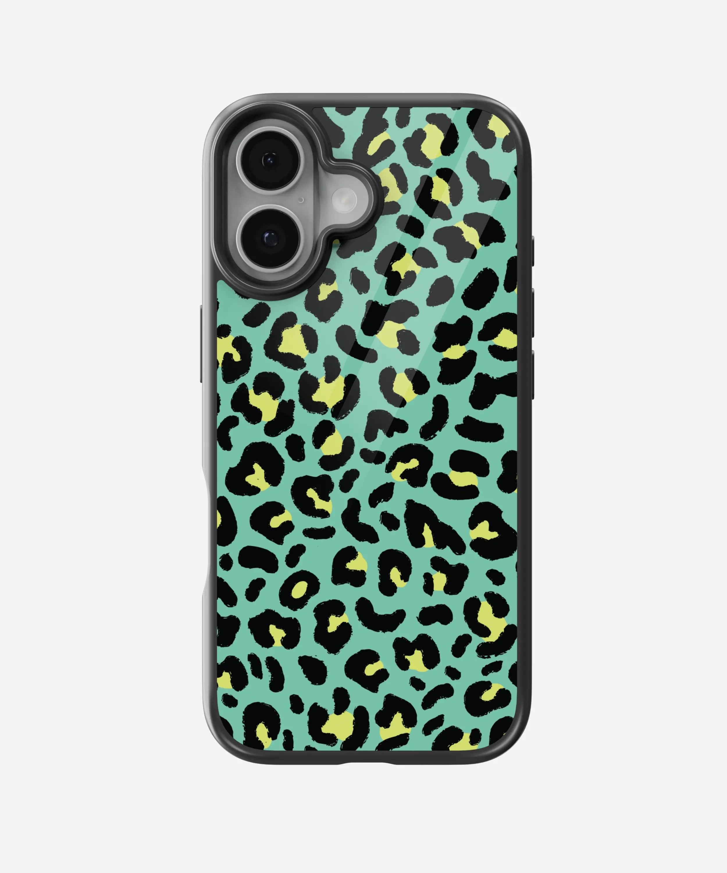 Green Leopard Print Glass Case