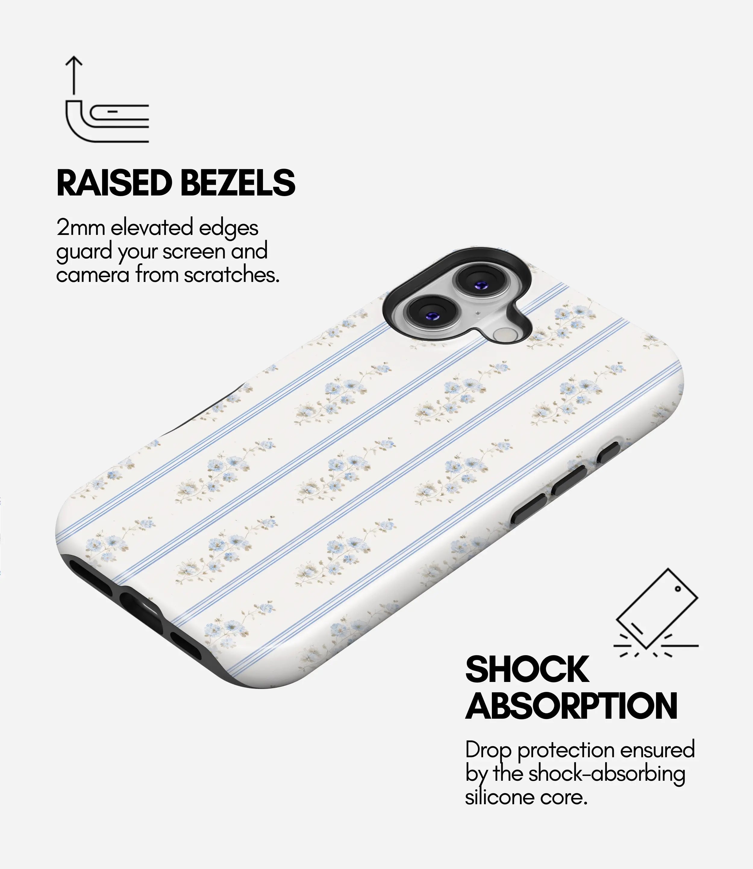 Blue Cottage Stripes Glossy Armoured Case