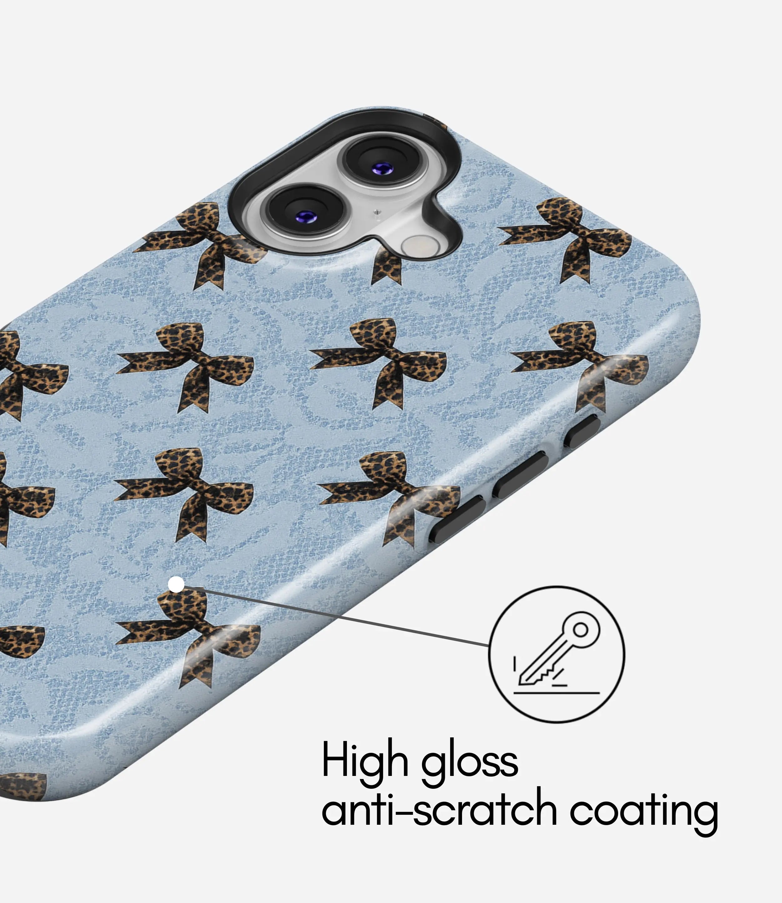 Leopard Bow Charm Glossy Armoured Case