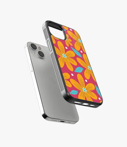 Yellow on Pink Floral Glass Case