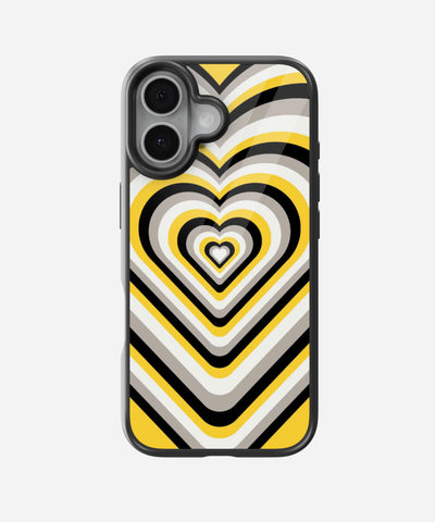 Yellow & Black Heart Y2K Glass Case