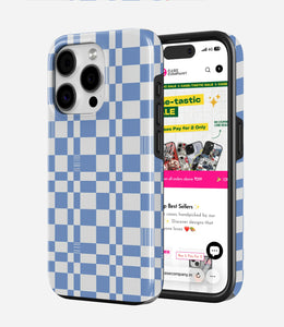 Powder Blue Plaid Glossy Armoured Case