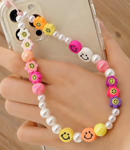 Colorful Smiley Beaded Phone Charm
