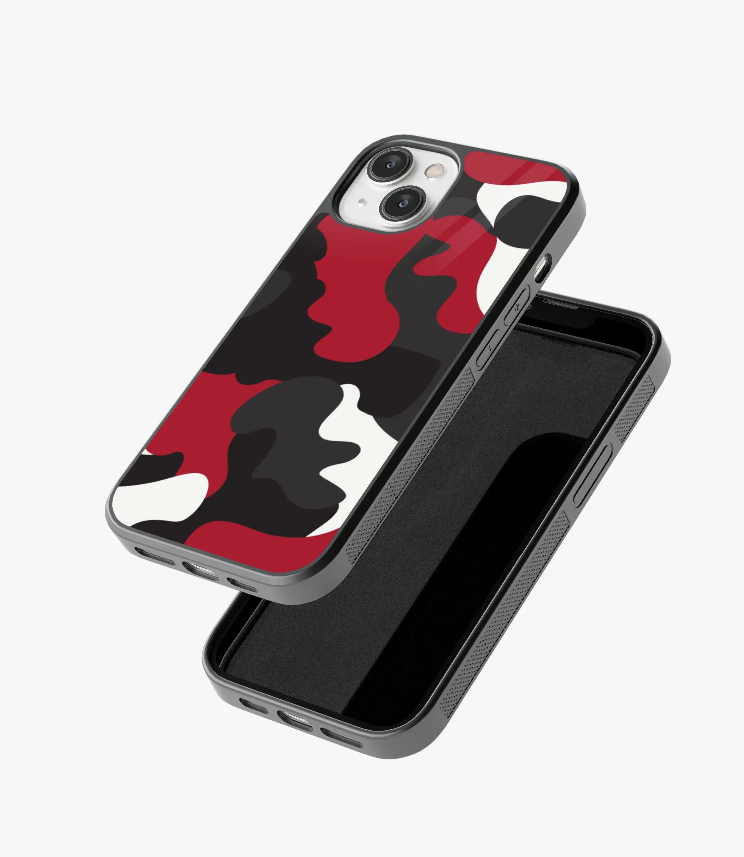 Red White & Black Camo Glass Case