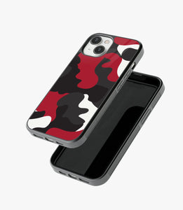 Red White & Black Camo Glass Case