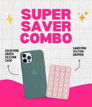 Load image into Gallery viewer, Solid Pine Green Soft Silicone iPhone Case + Soft Suction Grip Combo
