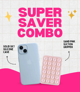 Solid Sky Soft Silicone iPhone Case + Soft Suction Grip Combo