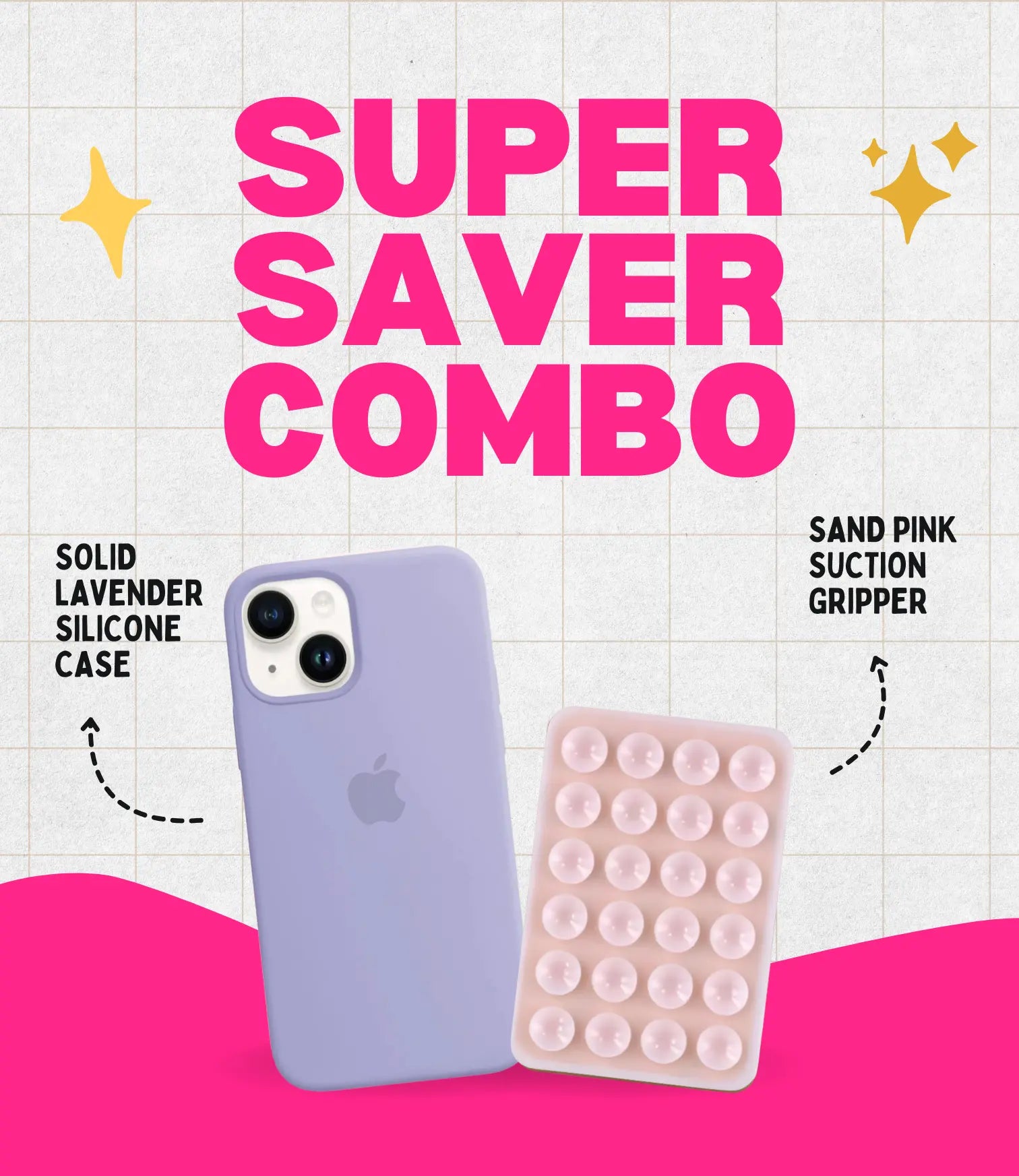 Solid Lavender Soft Silicone iPhone Case + Soft Suction Grip Combo