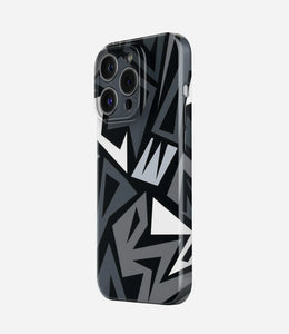 Black/Grey Geometric Pattern Glossy Hard Case