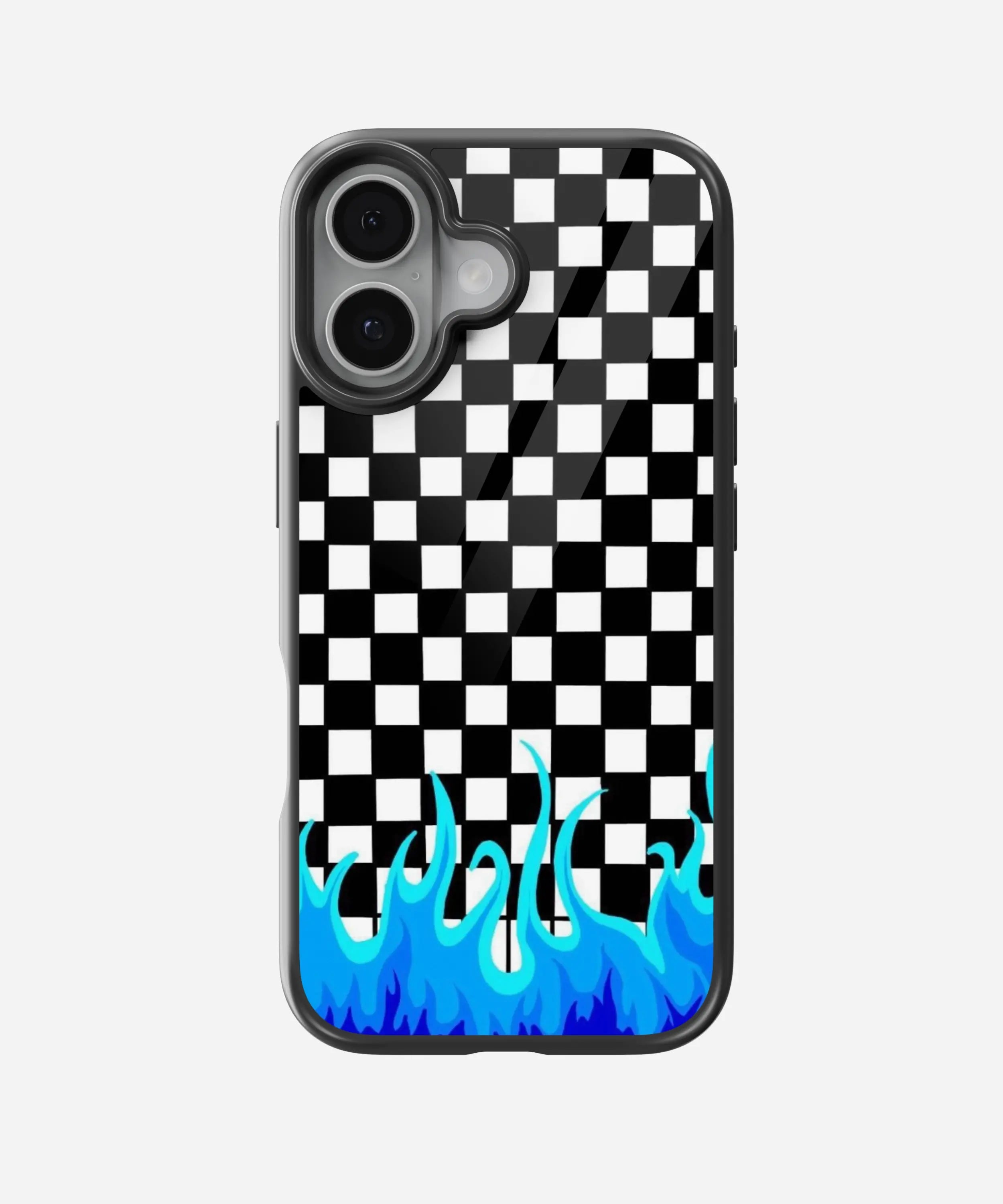 Checkered Blue Flame Glass Case