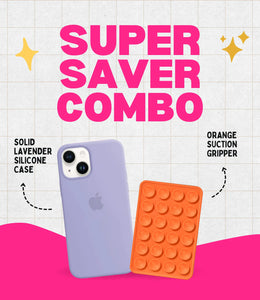 Solid Lavender Soft Silicone iPhone Case + Soft Suction Grip Combo
