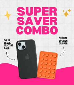 Solid Midnight Soft Silicone iPhone Case + Soft Suction Grip Combo