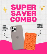 Load image into Gallery viewer, Solid Pebble Soft Silicone iPhone Case + Soft Suction Grip Combo
