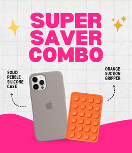Solid Pebble Soft Silicone iPhone Case + Soft Suction Grip Combo