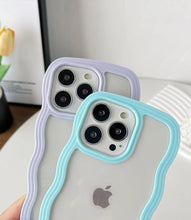 Load image into Gallery viewer, Sky Blue Wavy Clear Soft iPhone Case
