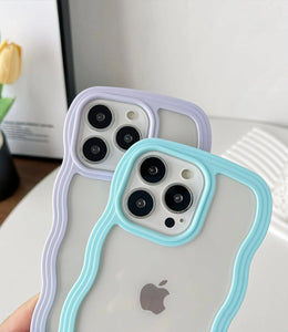 Sky Blue Wavy Clear Soft iPhone Case
