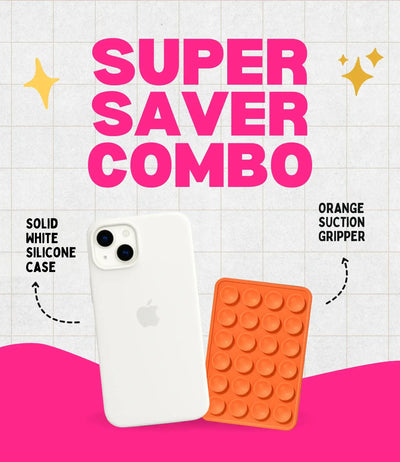 Solid White Soft Silicone iPhone Case + Soft Suction Grip Combo