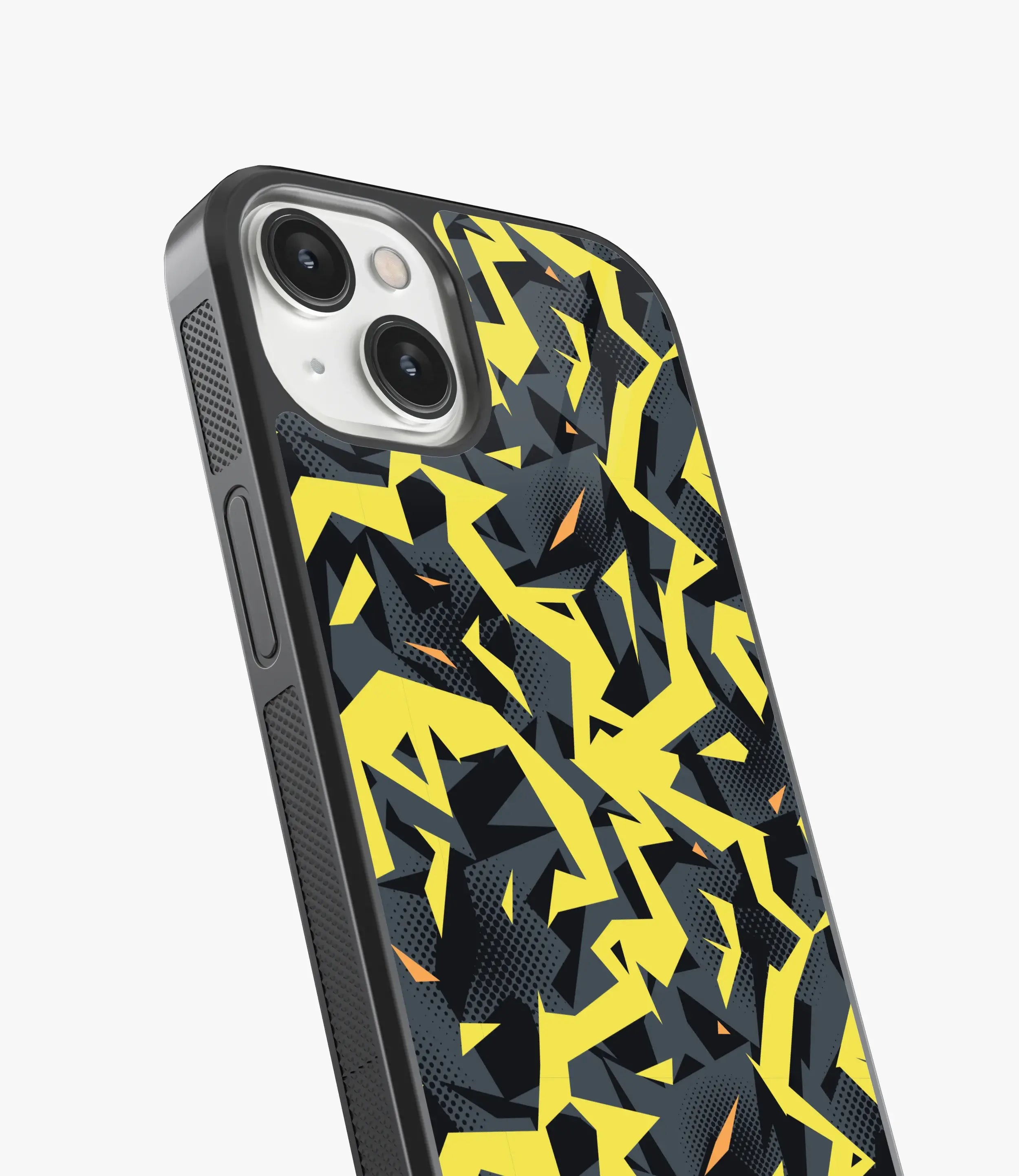 Black Yellow Camo Glass Case