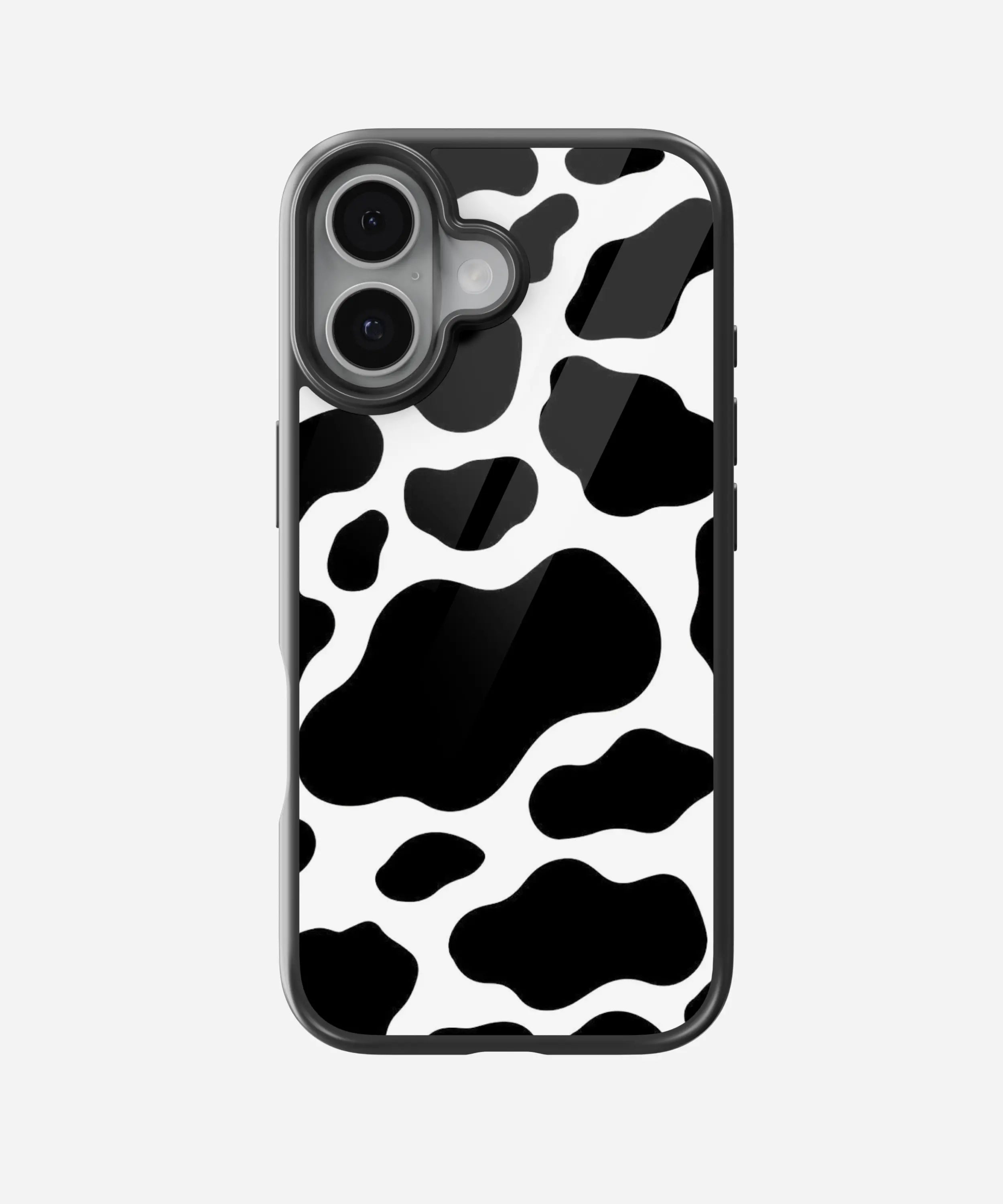Y2k Black Cow Print Glass Case