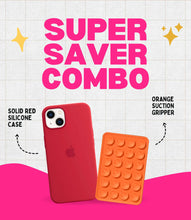 Load image into Gallery viewer, Solid Red Soft Silicone iPhone Case + Soft Suction Grip Combo
