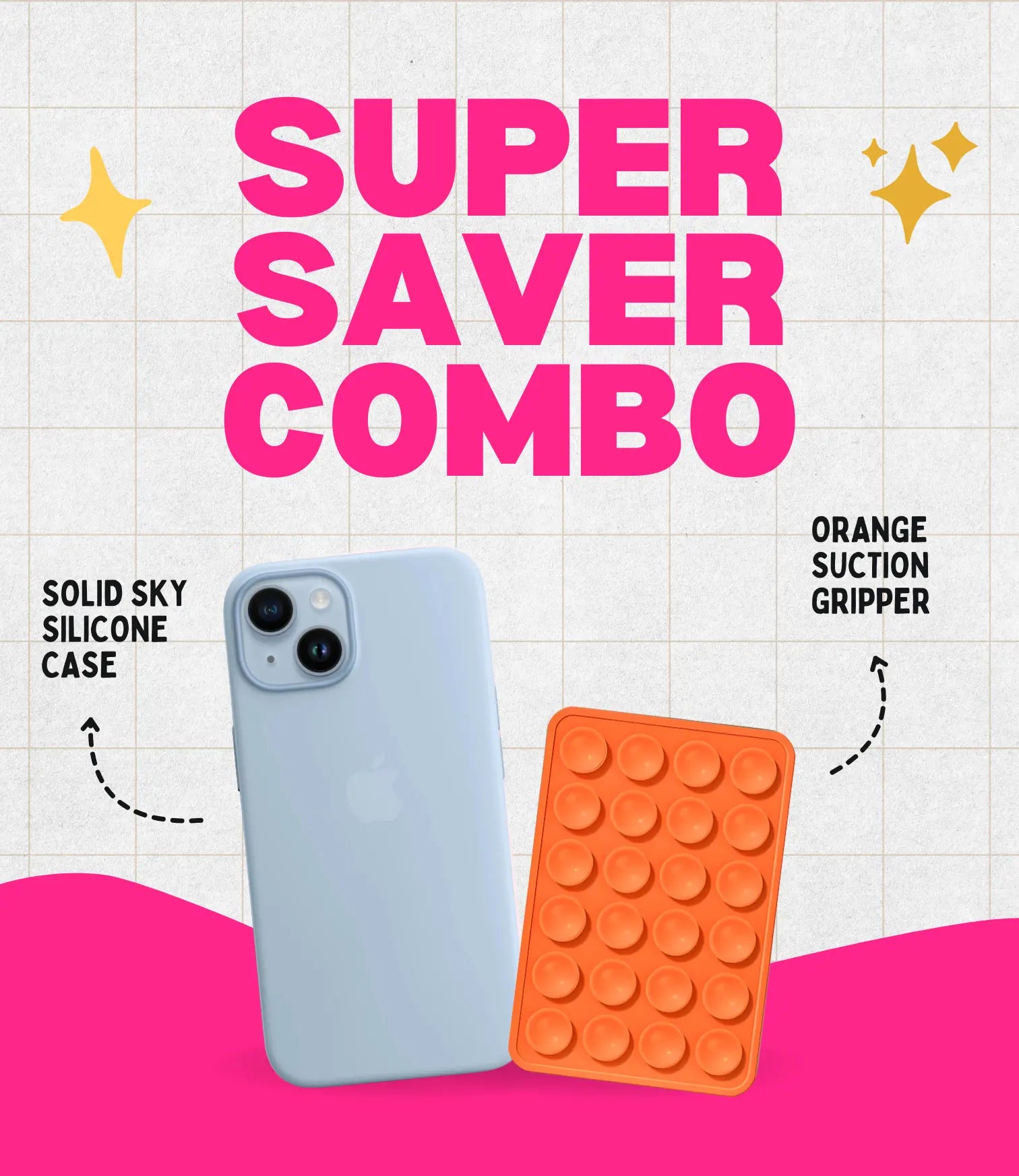 Solid Sky Soft Silicone iPhone Case + Soft Suction Grip Combo