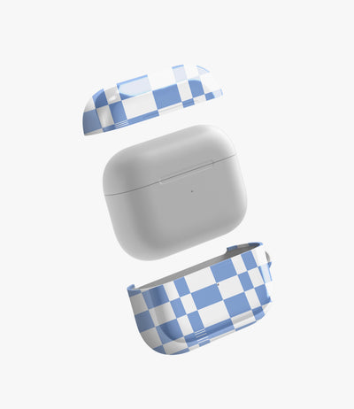 Powder Blue Plaid Glossy Airpod Case