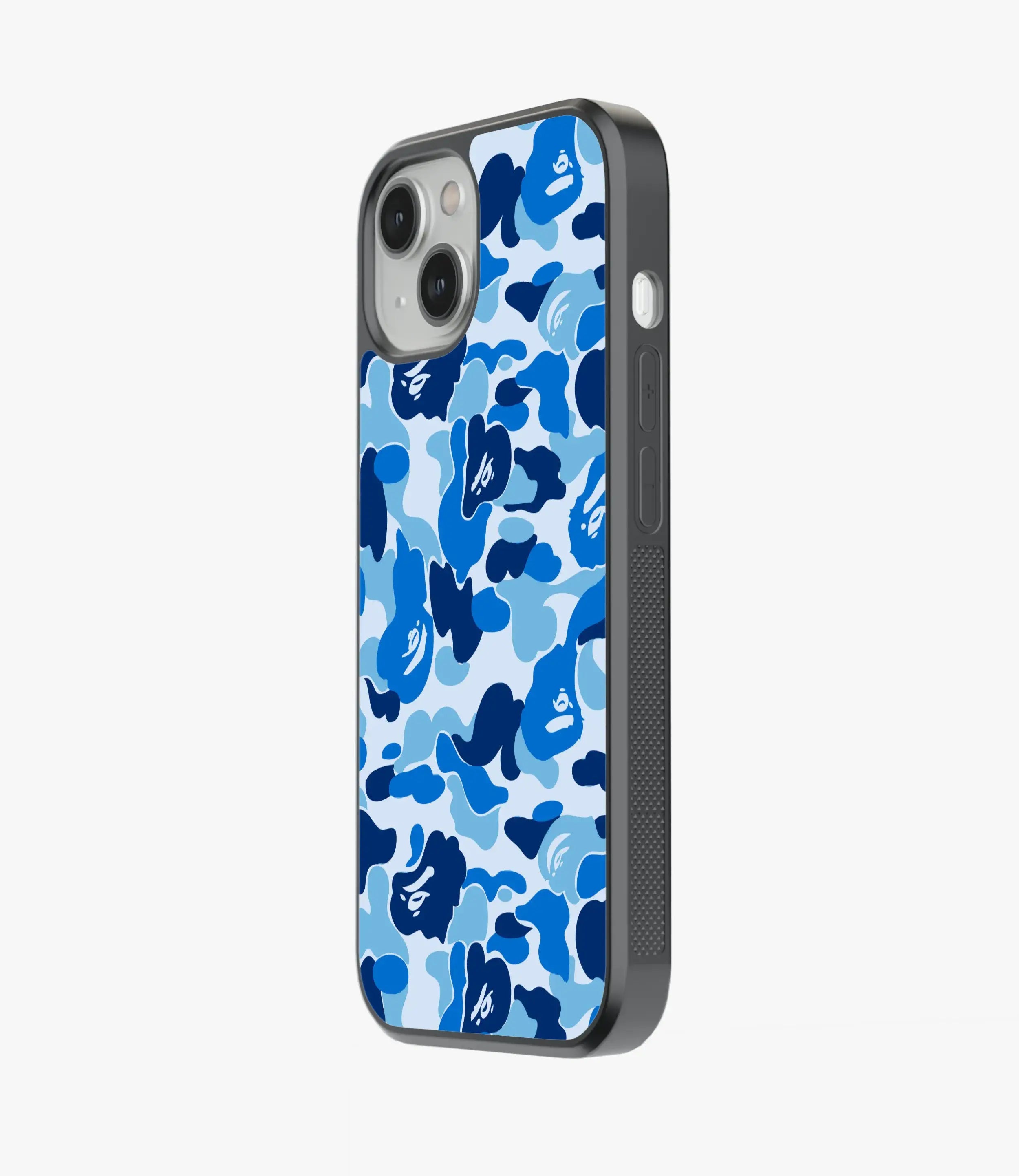 Blue & White Camo Glass Case