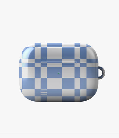 Powder Blue Plaid Glossy Airpod Case