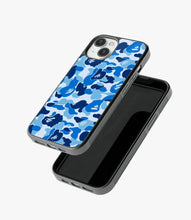 Load image into Gallery viewer, Blue &amp; White Camo Glass Case

