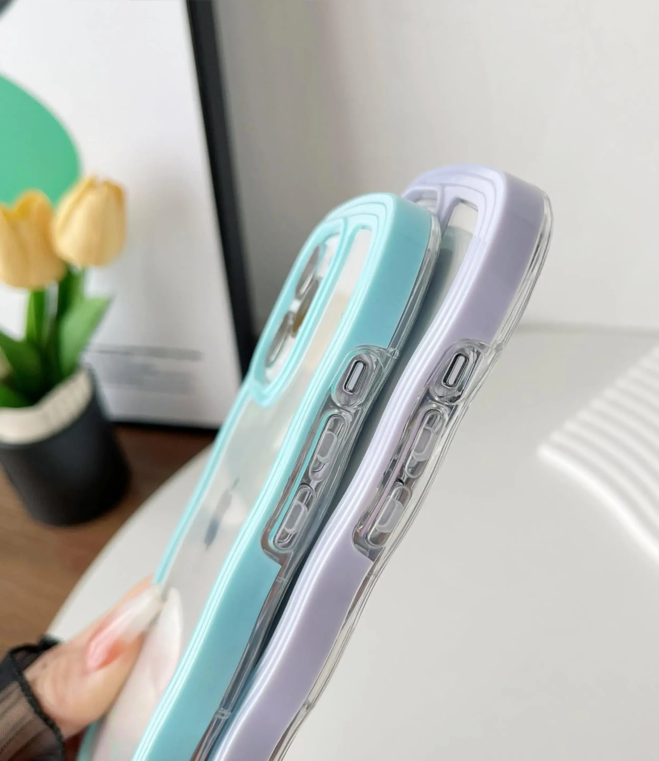 Sky Blue Wavy Clear Soft iPhone Case