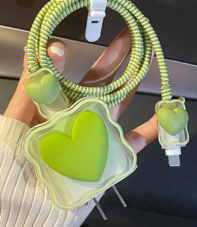 3D Pastel Heart Charger Case & Cable Protector (18W/20W)