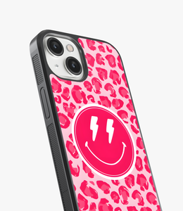 Pink Leopard Smiley Glass Phone Case
