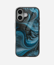 Load image into Gallery viewer, Marbled Teal Marble Glass Phone Case
