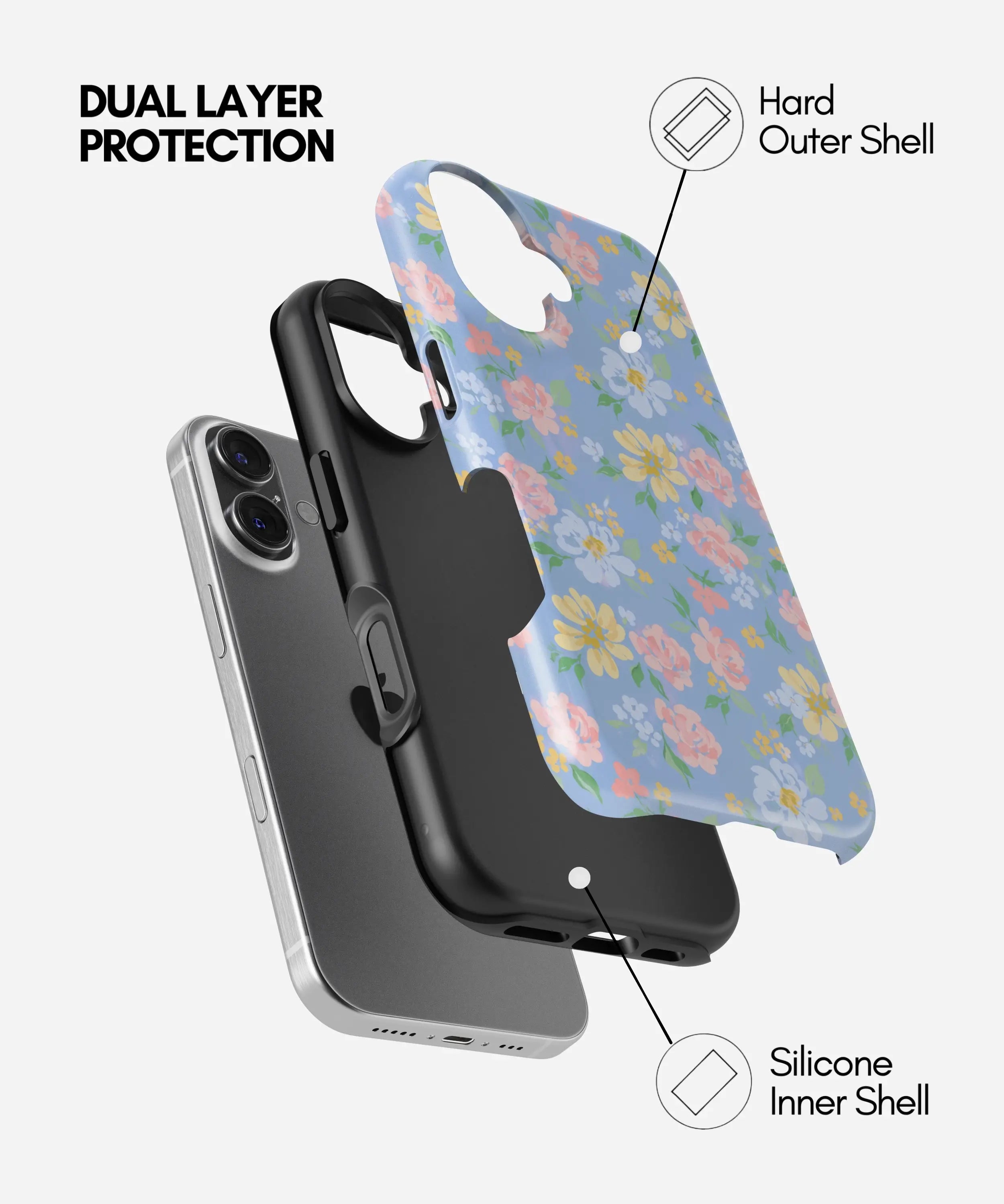 Blue Bloom Garden Glossy Armoured Case